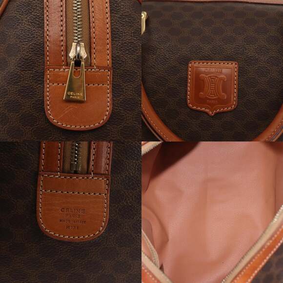 CELINE Macadam Canvas Boston Bag Pvc Brown Gold - Picture 11 of 12